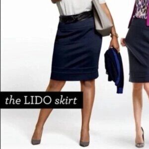 CABI Lido Tiered Pencil Skirt Navy Sz 6 #5051 NWOT